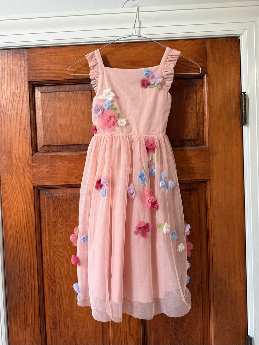 Mini Boden Pink Floral Appliqué Tulle Dress